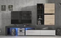 Σύνθετο σαλονιού MILANO 235-280 Μαύρο-Λευκό-χρώμα δρυός WOTAN Σύνθετο σαλονιού MILANO 235-280 Μαύρο-Λευκό-χρώμα δρυός WOTAN